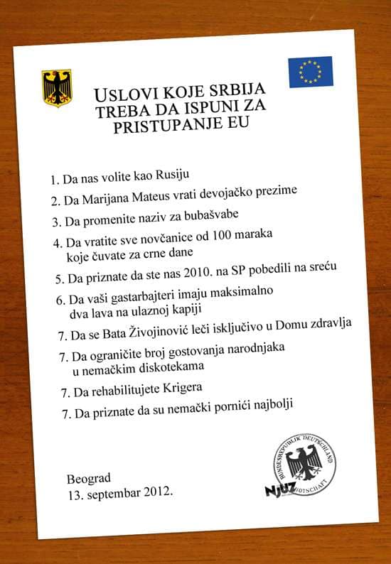 Uslovi koje Srbija treba da ispuni za pristupanje EU