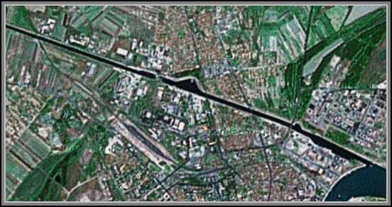 Kvalitet površinskih voda na području grada Novog Sada 8 Slika 7. Satelitski snimak kanala OKM HS DTD Novi Sad-Savino Selo (tok kroz Novi Sad) sa naznačenim lokalitetima uzorkovanja vode